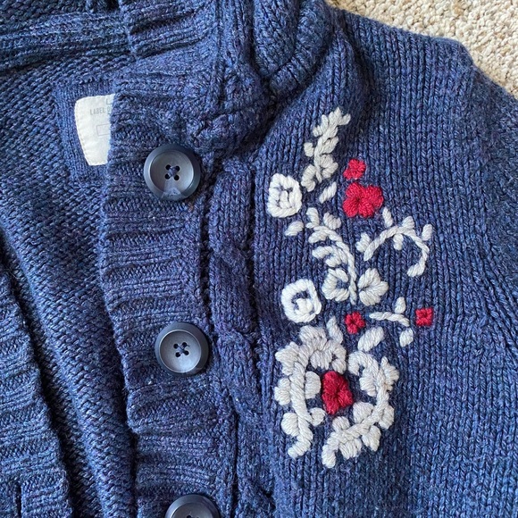 H&M Hooded Knit Cardigan w/ Embroidered Flowers, Cropped Sweater Hoodie LOGG, S - Picture 8 of 9